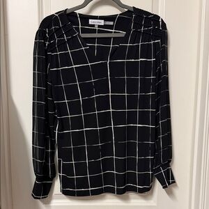 Calvin Klein Black and White Checkered Blouse